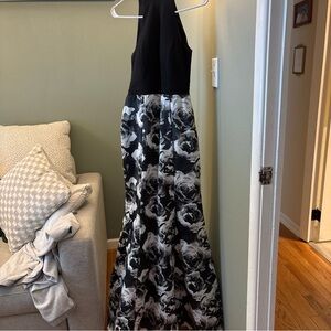 Blondie Nites Black and White Floral Maxi Dress